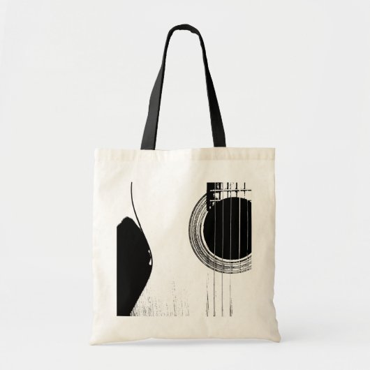 Musical Instrument Guitar Black White Tote Bag (Voorkant)