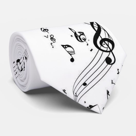  Musical Instrument Notes - Men's Custom Necktie Stropdas (Opgerold)