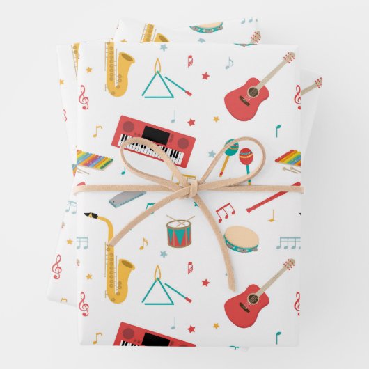 Musical Instruments Music Theme Pattern Inpakpapier Vel (In situ)
