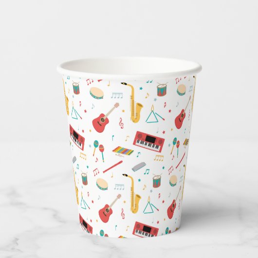 Musical Instruments Music Theme Pattern Papieren Bekers (Achterkant)