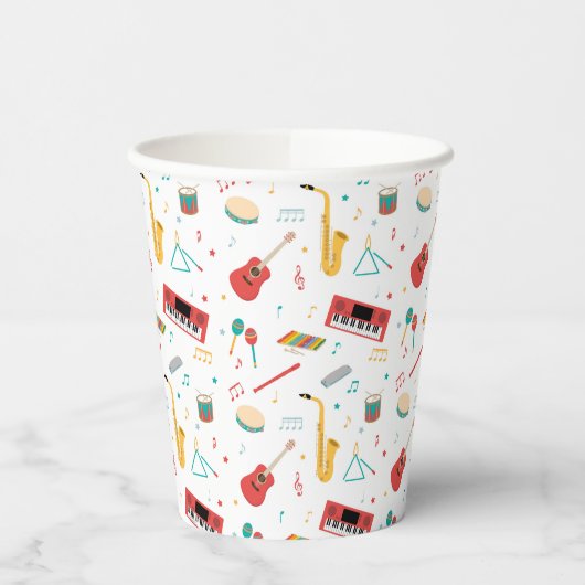 Musical Instruments Music Theme Pattern Papieren Bekers (Links)