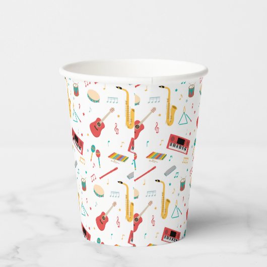 Musical Instruments Music Theme Pattern Papieren Bekers (Rechts)