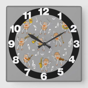 Musical Instruments Rock Large Clock Vierkante Klok