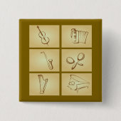 Musical Instruments Sketch Vierkante Button 5,1 Cm (Voorkant)