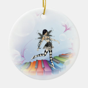 Musical Keyboard Faerie Vignette Keramisch Ornament