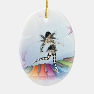 Musical Keyboard Faerie Vignette Keramisch Ornament
