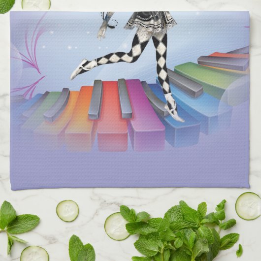 Musical Keyboard Faerie Vignette Theedoek (Gevouwen)