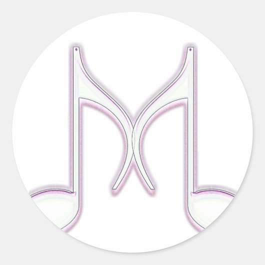 Musical "M" Letter Ronde Sticker (Voorkant)