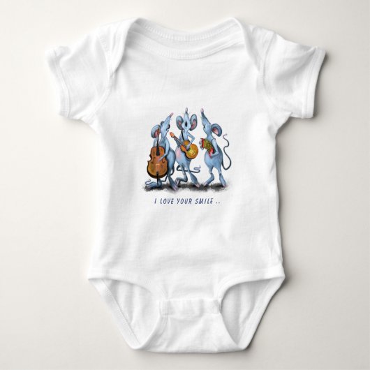 Musical Mouse Baby Bodysuit - Aangepaste tekst (Voorkant)