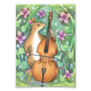 Musical Mouse Orchestra Bass Illustration Foto Afdruk