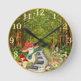 Musical Mushroom and Forest Friends 8-inch Wall Cl Ronde Klok