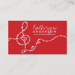 Musical Music Treble Love Red Hearts Artist Song Visitekaartje