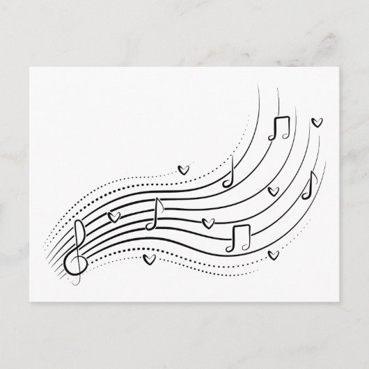 Musical note wave, black line clipart aankondigingskaart (Voorkant)