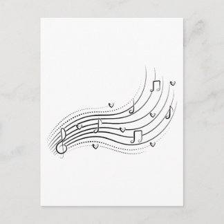 Musical note wave, black line clipart briefkaart