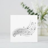 Musical note wave, black line clipart kaart (Staand voorkant)
