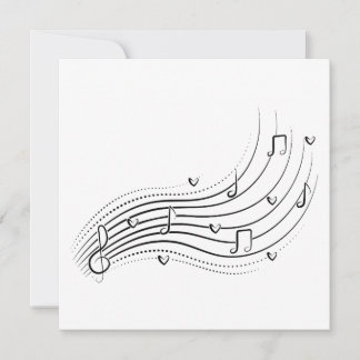Musical note wave, black line clipart kaart