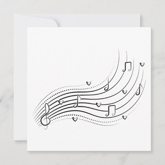 Musical note wave, black line clipart kaart (Voorkant)