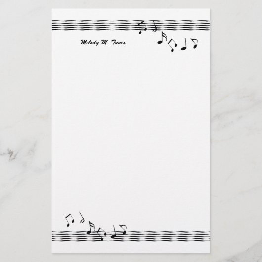 Musical Note Waves Briefpapier (Voorkant)
