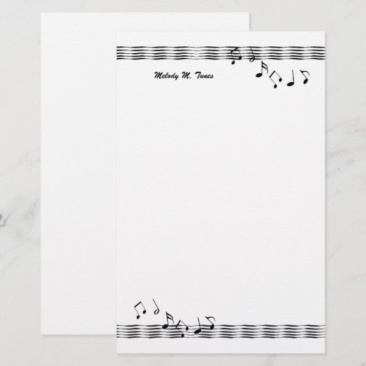 Musical Note Waves Briefpapier (Voorkant / Achterkant)