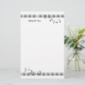 Musical Note Waves Briefpapier (Staand voorkant)