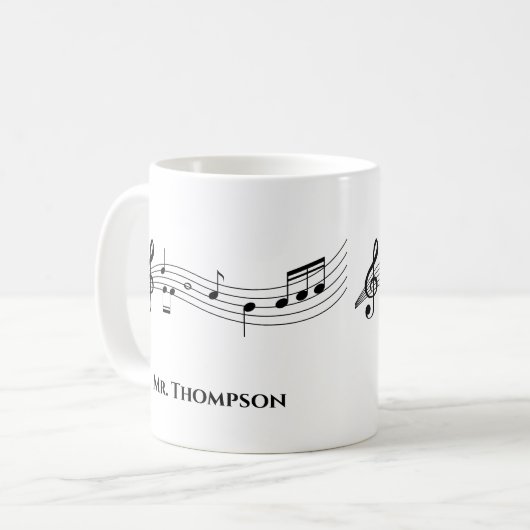 Musical Notes Band of Choir Teacher Custom Music Koffiemok (Voorkant links)
