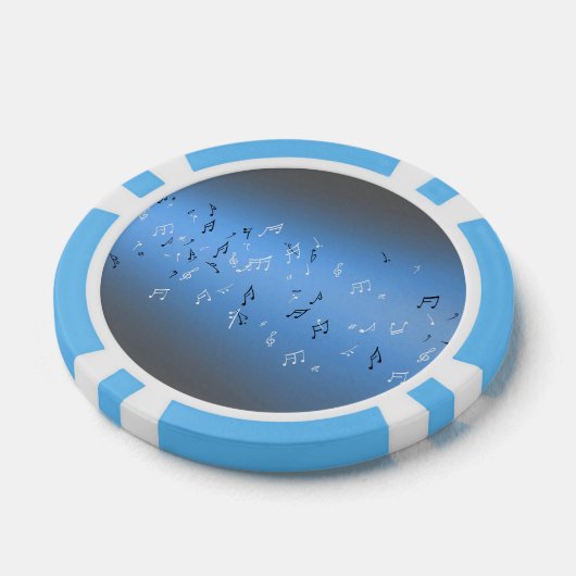 Musical Notes Blue Moon Poker Chips (Enkel)