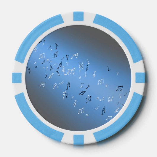 Musical Notes Blue Moon Poker Chips (Voorkant)