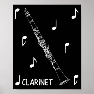 Musical Notes Clarinet Poster