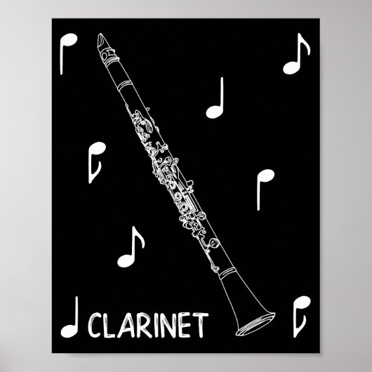 Musical Notes Clarinet Poster (Voorkant)