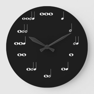 Musical Notes Clock Black Grote Klok