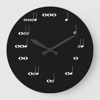 Musical Notes Clock Black Grote Klok