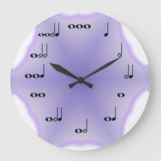 Musical Notes Clock op Lavender background Grote Klok (Voorkant)