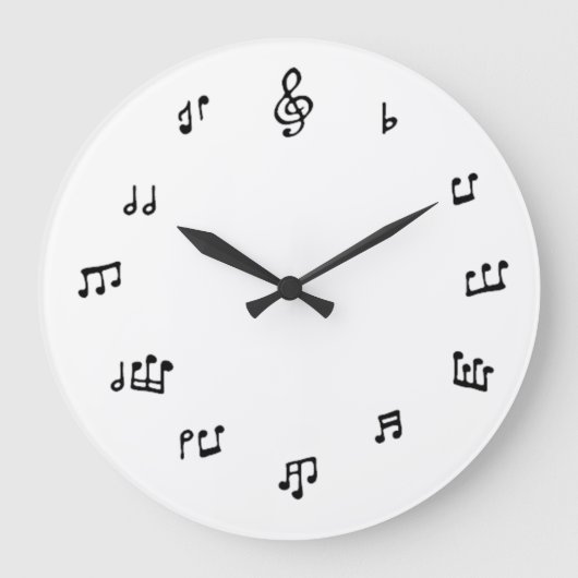 Musical Notes Clock op witte achtergrond Grote Klok (Voorkant)