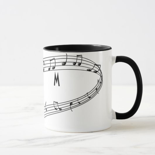 Musical Notes Coffee Mok met Monogram (Rechts)