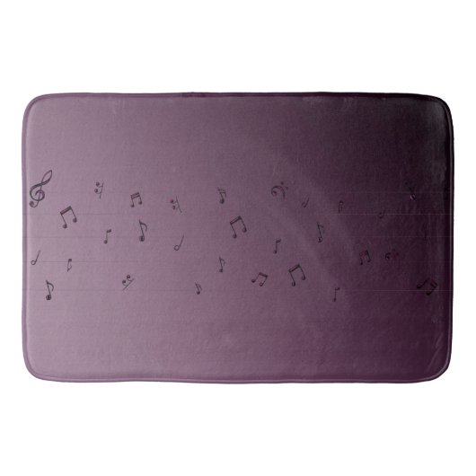 Musical Notes Mauve Bath Mat (Voorkant)