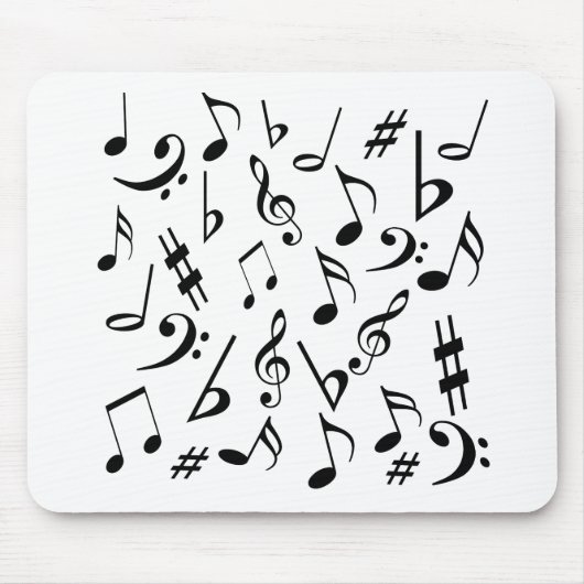 Musical Notes Mousepad - Black en White Muismat (Voorkant)