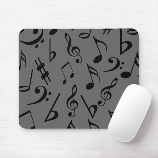 Musical Notes Mousepad - Silver Muismat (Met muis)
