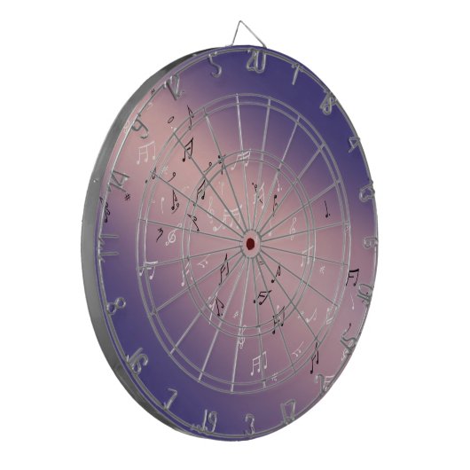 Musical Notes Paars Glow Dartboard Dartbord (Voorkant Links)