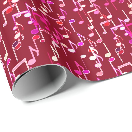 Musical Notes print - burgundy, multi Cadeaupapier (Rol Hoek)