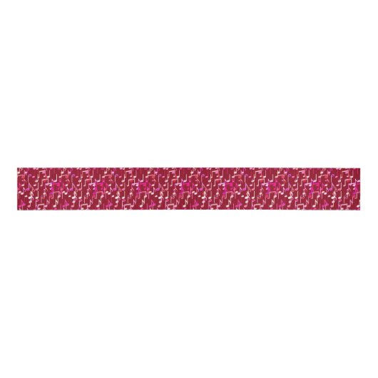 Musical Notes print - burgundy, multi Grosgrain Lint (Voorkant)