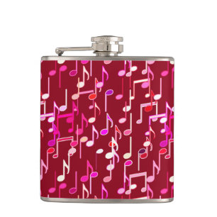Musical Notes print - burgundy, multi Heupfles