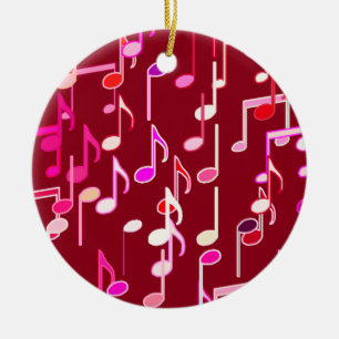 Musical Notes print - burgundy, multi Keramisch Ornament