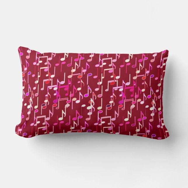 Musical Notes print - burgundy, multi Kussen (Voorkant)