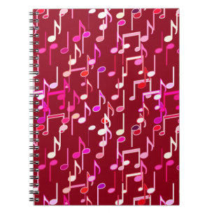 Musical Notes print - burgundy, multi Notitieboek