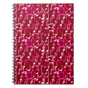 Musical Notes print - burgundy, multi Notitieboek