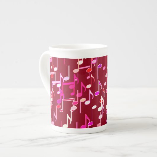 Musical Notes print - burgundy, multi Porselein Kop (Voorkant links)