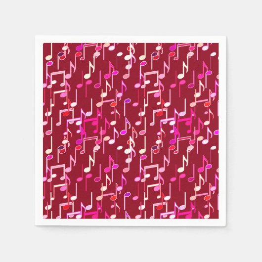 Musical Notes print - burgundy, multi Servet (Voorkant)