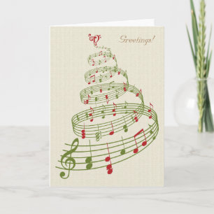 Musical Notes Ribbon kerstboom Feestdagen Kaart