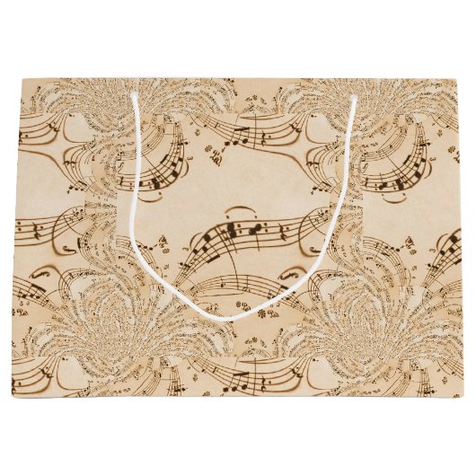 Musical Notes Rustic Antiek Groot Cadeauzakje (Voorkant)