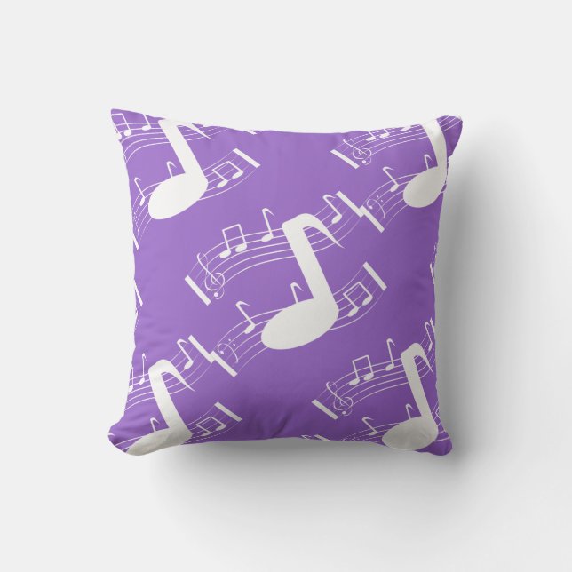 Musical Notes Sierkussen Lavender & White (Voorkant)